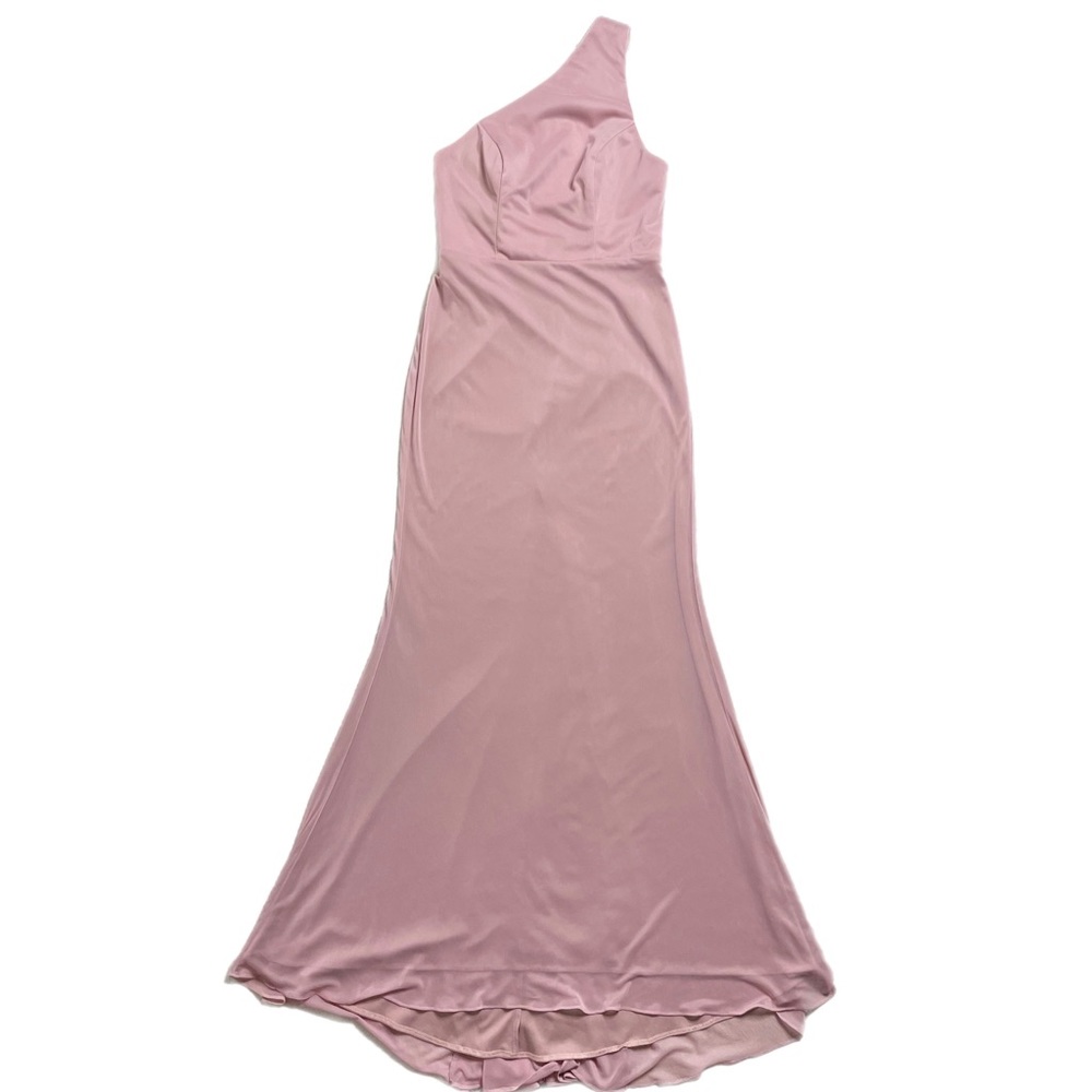 Azazie Dusty Rose One Shoulder Mesh Mermaid Maxi Gown Dress 8 - Picture 10 of 10